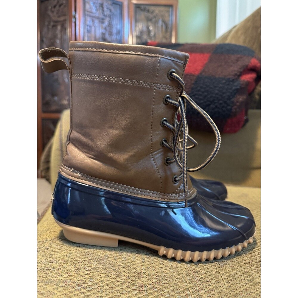 The Original Duck Boot Sporto Ariel Lace Up Rain Size 7 Tan Black Womens